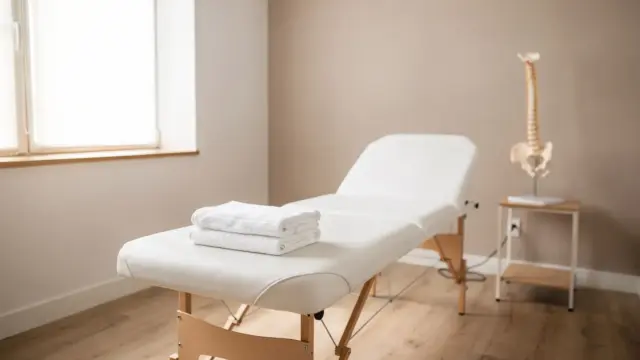Osteopathie-Kosten: Behandlungsraum mit Liege und Anatomiemodell