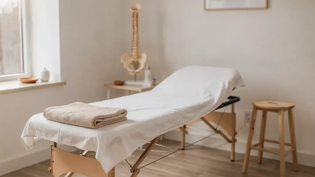 Behandlungsraum der Osteopathie mit Liege und ruhiger Wellness-Atmosphäre zum Thema müde nach Osteopathie